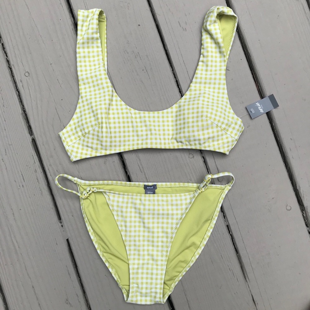 NWT Aerie Lime Green Grid Bikini Set